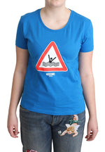 Moschino Blue Cotton Swim Graphic Triangle Women's T-shirt