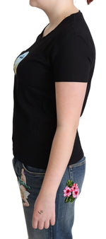 Moschino Black Printed Cotton Short Sleeves Women's T-shirt