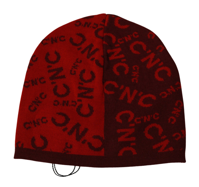 Costume National Chic Red Beanie Wool Men's Blend