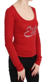 Exte Red Exte Crystal Embellished Long Sleeve Top Women's Blouse