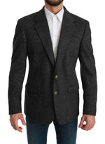 Dolce & Gabbana Gray Plaid Check Wool Formal Jacket Men's Blazer
