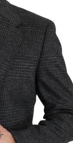 Dolce & Gabbana Gray Plaid Check Wool Formal Jacket Men's Blazer