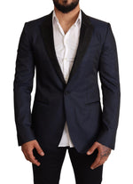 Dolce & Gabbana Blue Wool Slim Fit MARTINI Blazer Men's Jacket