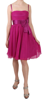 Dolce & Gabbana Fuchsia Pink Bow Silk Sleeveless Women's Dress