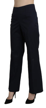 BENCIVENGA Navy Blue High Waist Straight Cotton Women's Pants