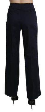 BENCIVENGA Navy Blue High Waist Straight Cotton Women's Pants