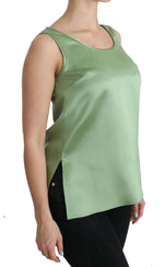 Dolce & Gabbana Green Sleeveless 100% Silk Top Tank Women's Blouse