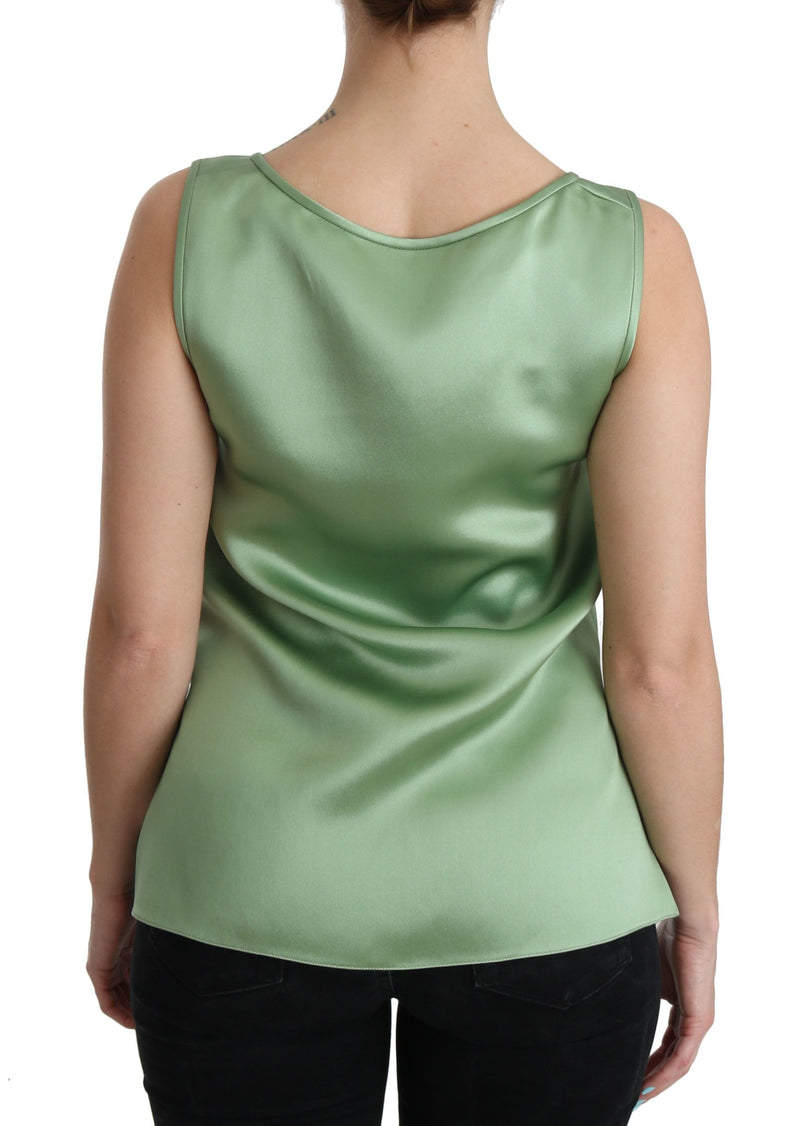 Dolce & Gabbana Green Sleeveless 100% Silk Top Tank Women's Blouse