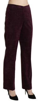 BENCIVENGA Purple Suede High Waist Straight Trouser Women's Pants