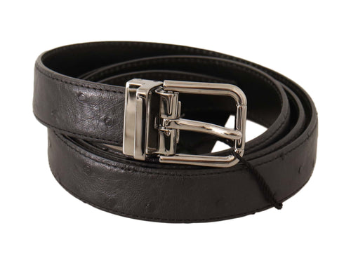 Dolce & Gabbana Elegant Black Leather Belt with Silver Men's Buckle