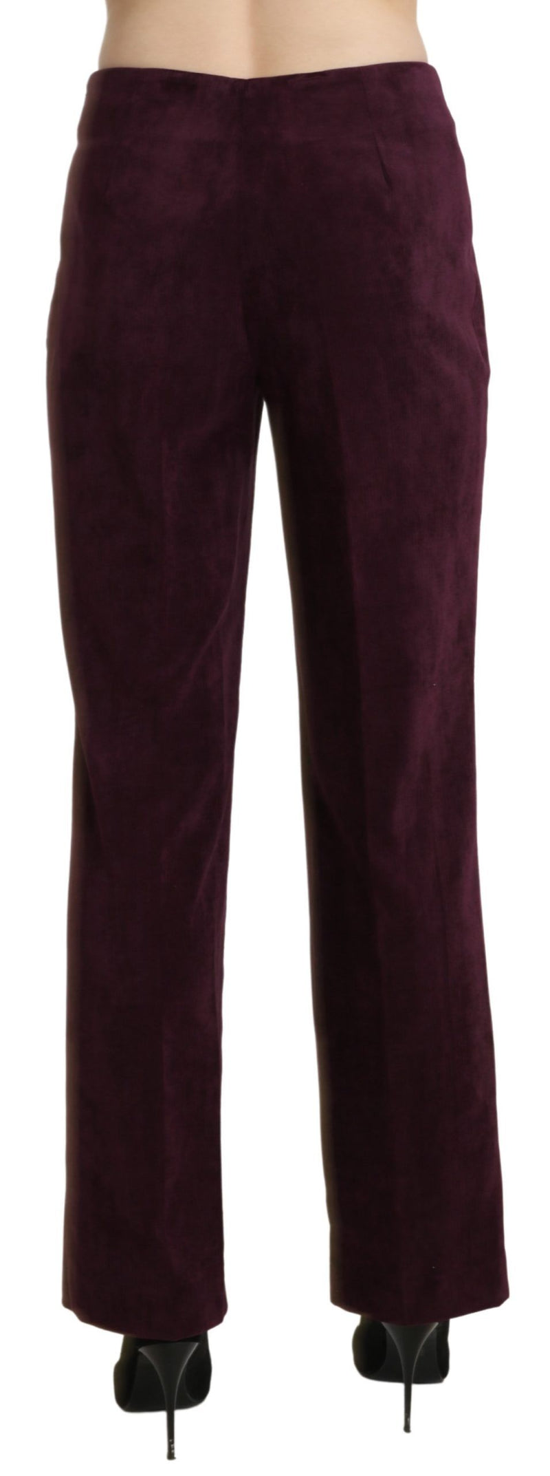 BENCIVENGA Purple Suede High Waist Straight Trouser Women's Pants