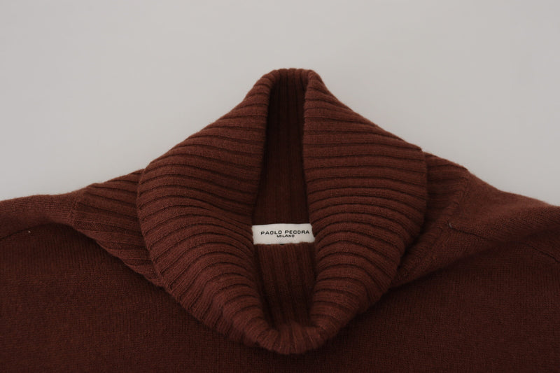Paolo Pecora Milano Elegant Burgundy Wool Turtleneck Men's Sweater
