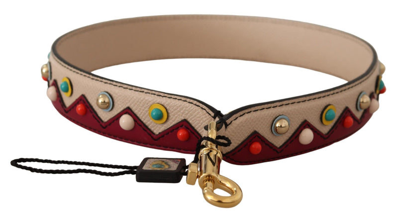 Dolce & Gabbana Beige Red Handbag Accessory Leather Shoulder Women's Strap