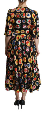 Dolce & Gabbana Multicolor Desserts A-line Maxi Silk Pie Women's Dress