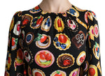 Dolce & Gabbana Multicolor Desserts A-line Maxi Silk Pie Women's Dress