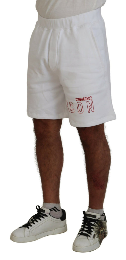 Dsquared² White Printed Pull On Men Casual Bermuda Men's Shorts