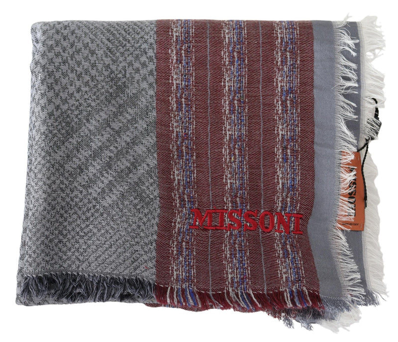 Missoni Multicolor Wool Blend Patterned Unisex Neck Wrap Men's Scarf