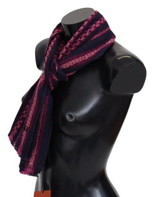 Missoni Black Pink Patterned Wool Unisex Neck Wrap Men's Shawl