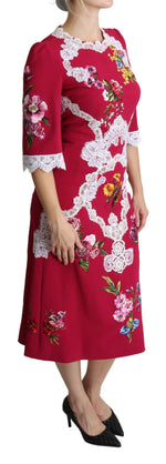 Dolce & Gabbana Floral Embroidered Sheath Midi Women's Dress