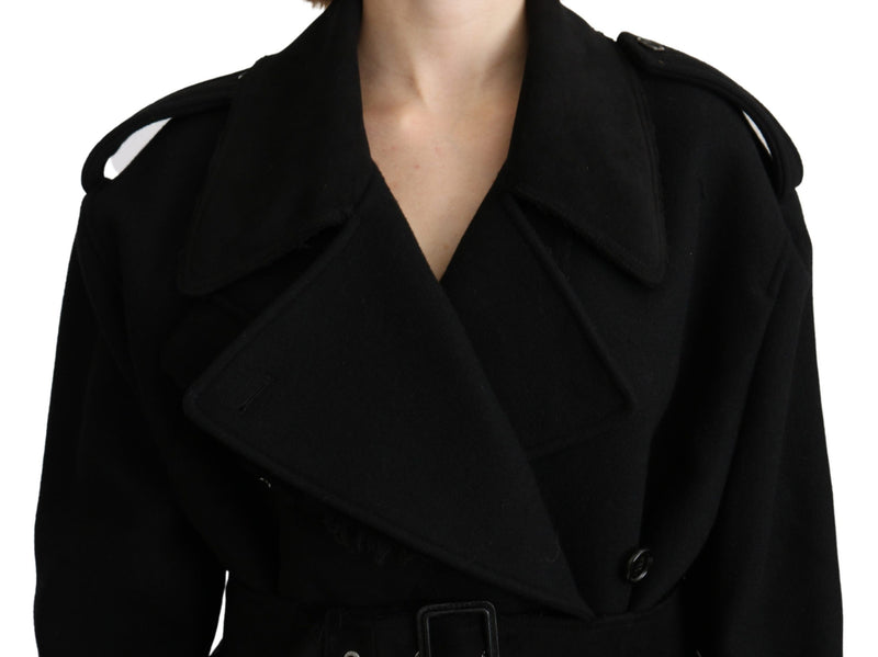 Dolce & Gabbana Virgin Wool Black Blazer Trenchcoat Women's Jacket