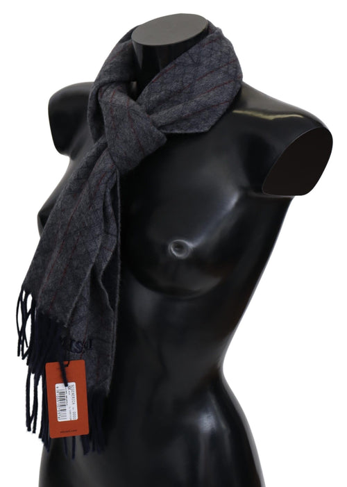 Missoni Elegant Cashmere Patterned Scarf with Logo Men's Embroidery