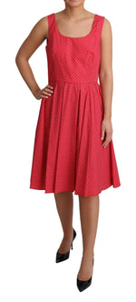 Dolce & Gabbana Red Polka Dotted Cotton A-Line Women's Dress