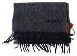 Missoni Elegant Cashmere Patterned Scarf with Logo Men's Embroidery