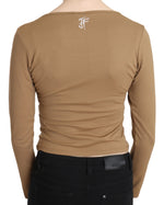 GF Ferre Elegant Brown Long Sleeve Cropped Women's Top