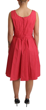 Dolce & Gabbana Red Polka Dotted Cotton A-Line Women's Dress
