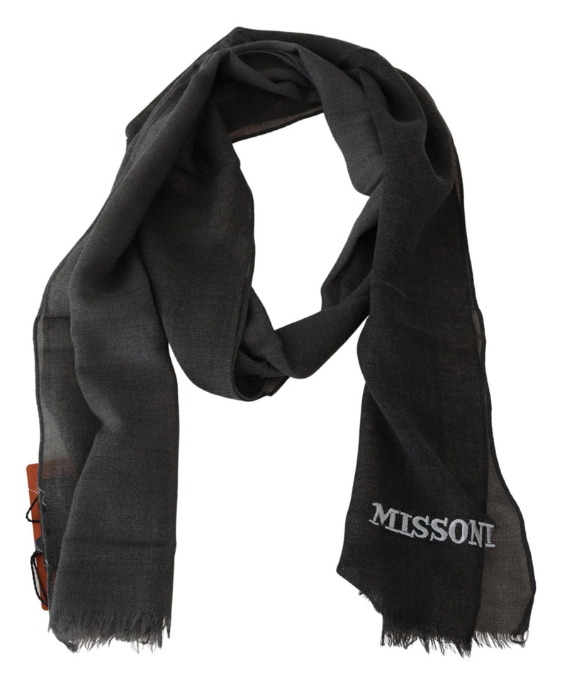 Missoni Elegant Black Wool Scarf with Men's Fringes