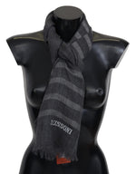 Missoni Gray Striped Wool Unisex Neck Wrap Fringes Men's Scarf