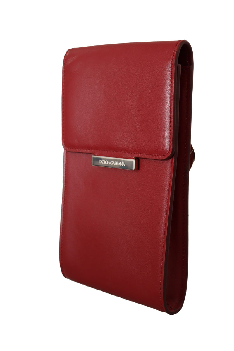 Dolce & Gabbana Red Leather Universal Phone Pocket Men's Case