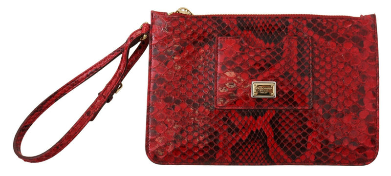 Dolce & Gabbana Elegant Red Leather Ayers Snake Women's Clutch