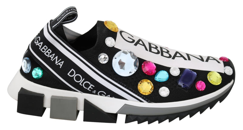 Dolce & Gabbana Black Crystal-Embellished Low Top Women's Sneakers