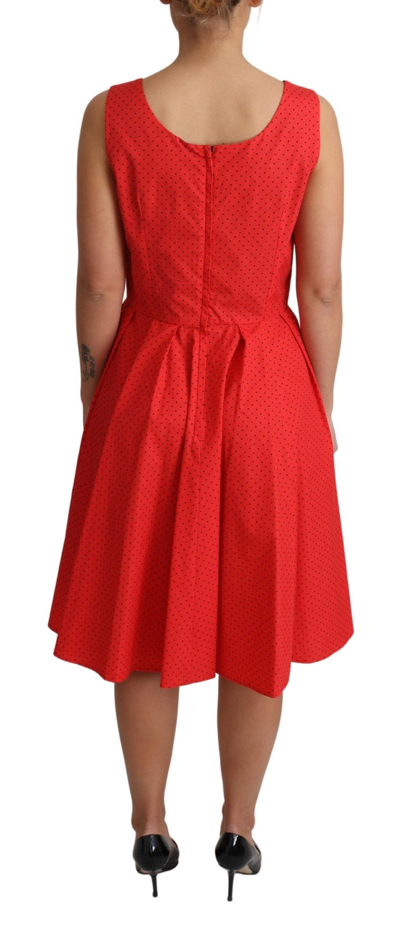 Dolce & Gabbana Red Polka Dotted Cotton A-Line  Women's Dress