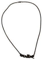 John Galliano Silver Gray Steel Crystal Branded Charm Pendant Women's Necklace