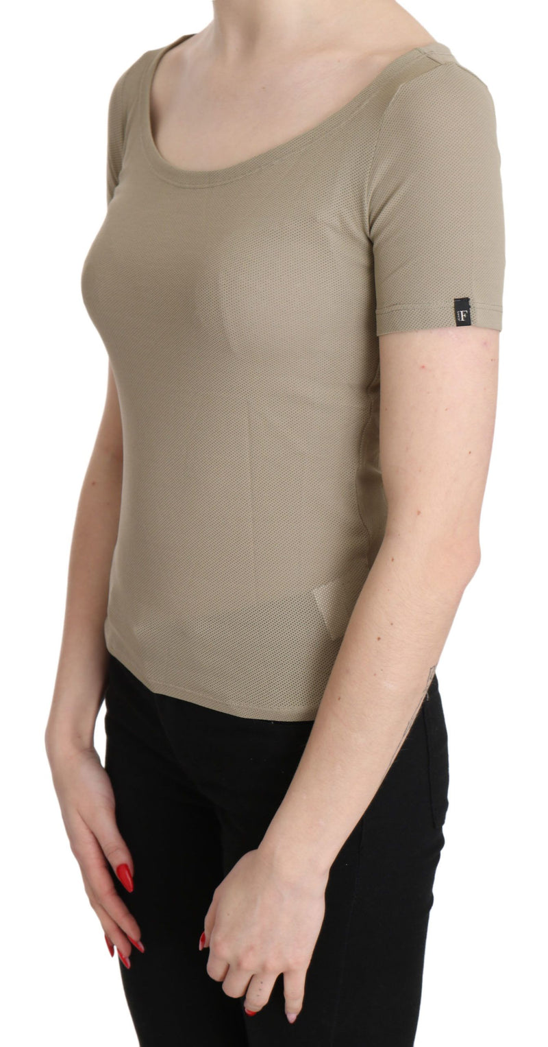GF Ferre Gray 100% Nylon Short Sleeve Casual Tank Top Women's Blouse