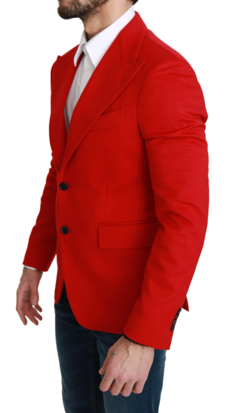 Dolce & Gabbana Red Cashmere Slim Fit Coat Jacket Men's Blazer