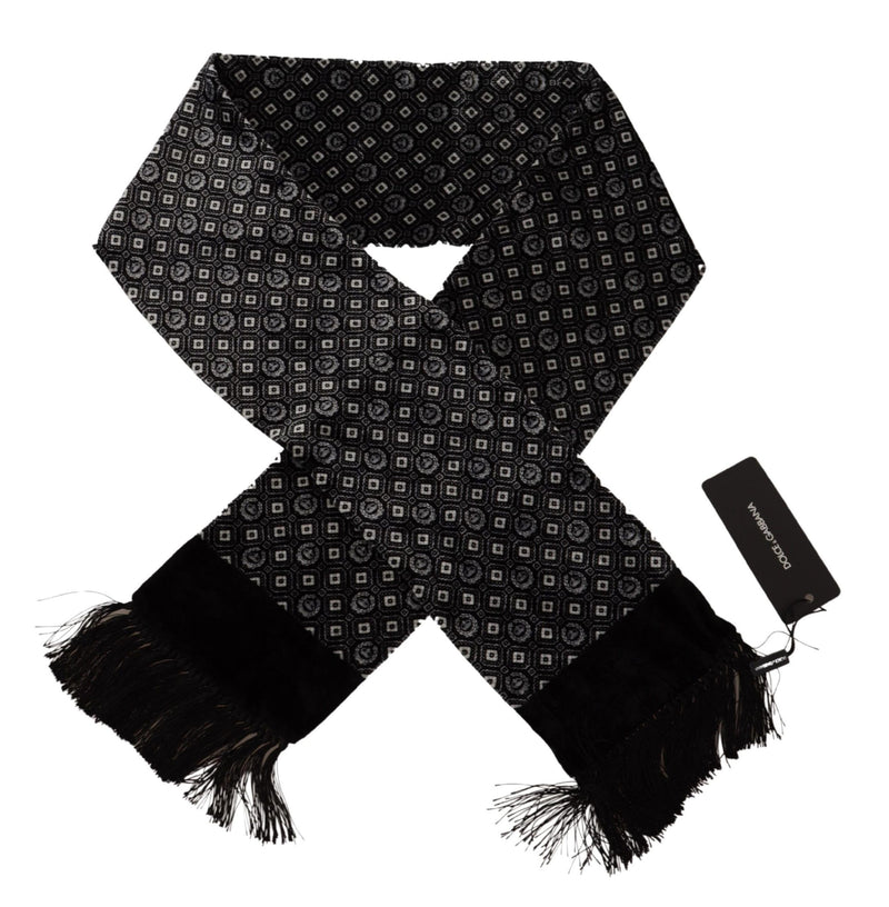 Dolce & Gabbana Elegant Black Geometric Silk Blend Men's Scarf