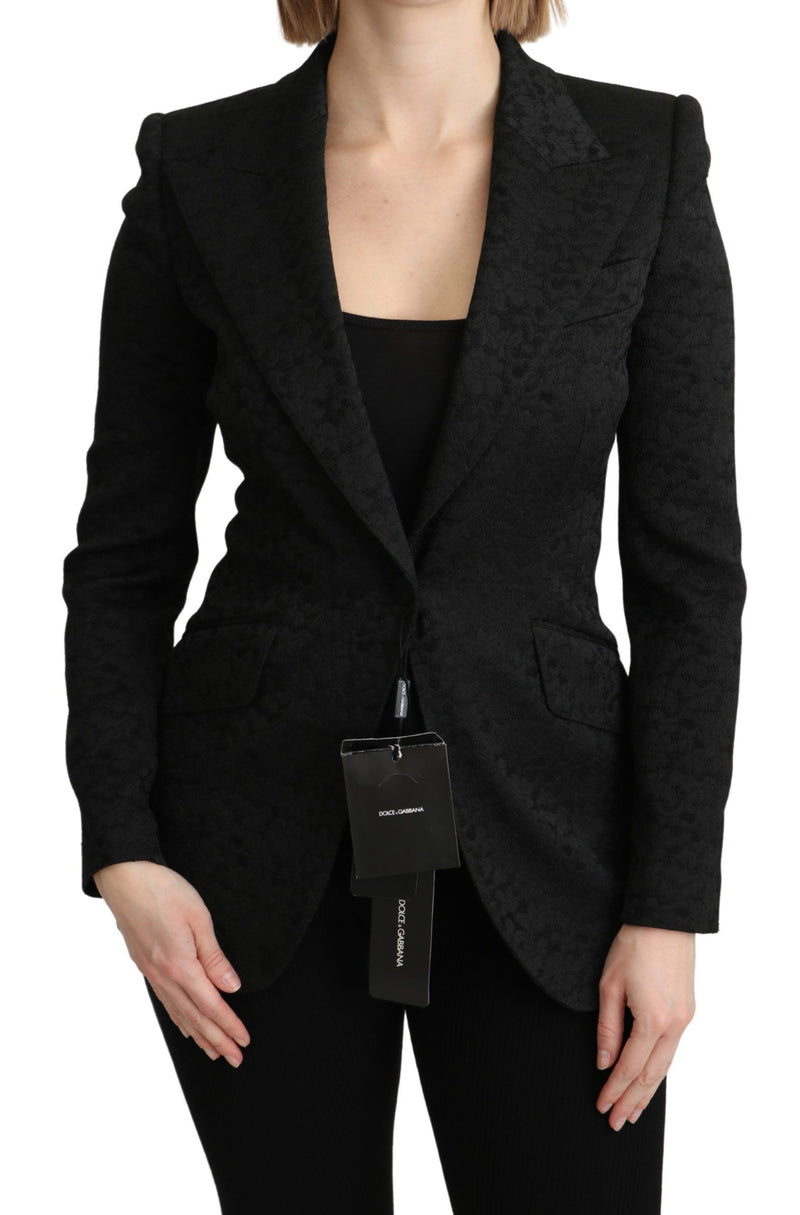 Dolce & Gabbana Black Brocade Single Breasted Blazer Women's Jacket