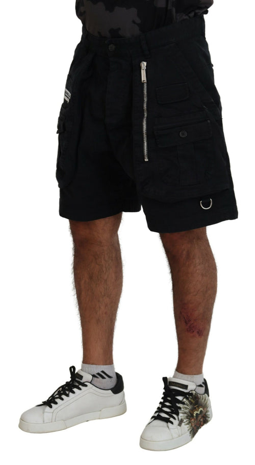 Dsquared² Black Cotton Cargo Boxer Above Knee Men's Shorts