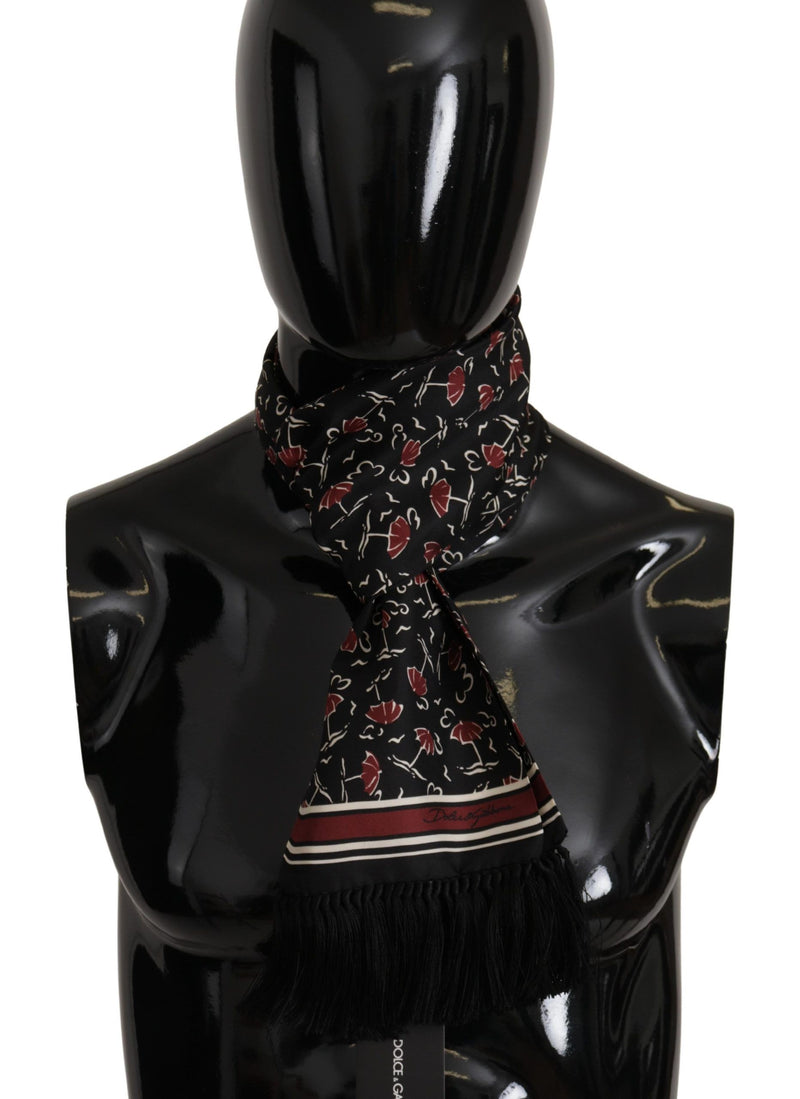 Dolce & Gabbana Elegant Silk Men's Scarf Wrap - Black and Men's Red