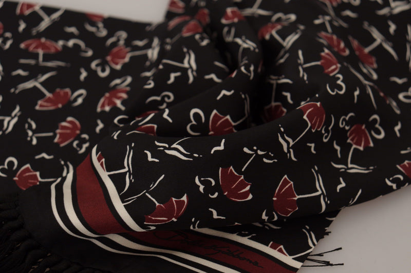 Dolce & Gabbana Elegant Silk Men's Scarf Wrap - Black and Men's Red