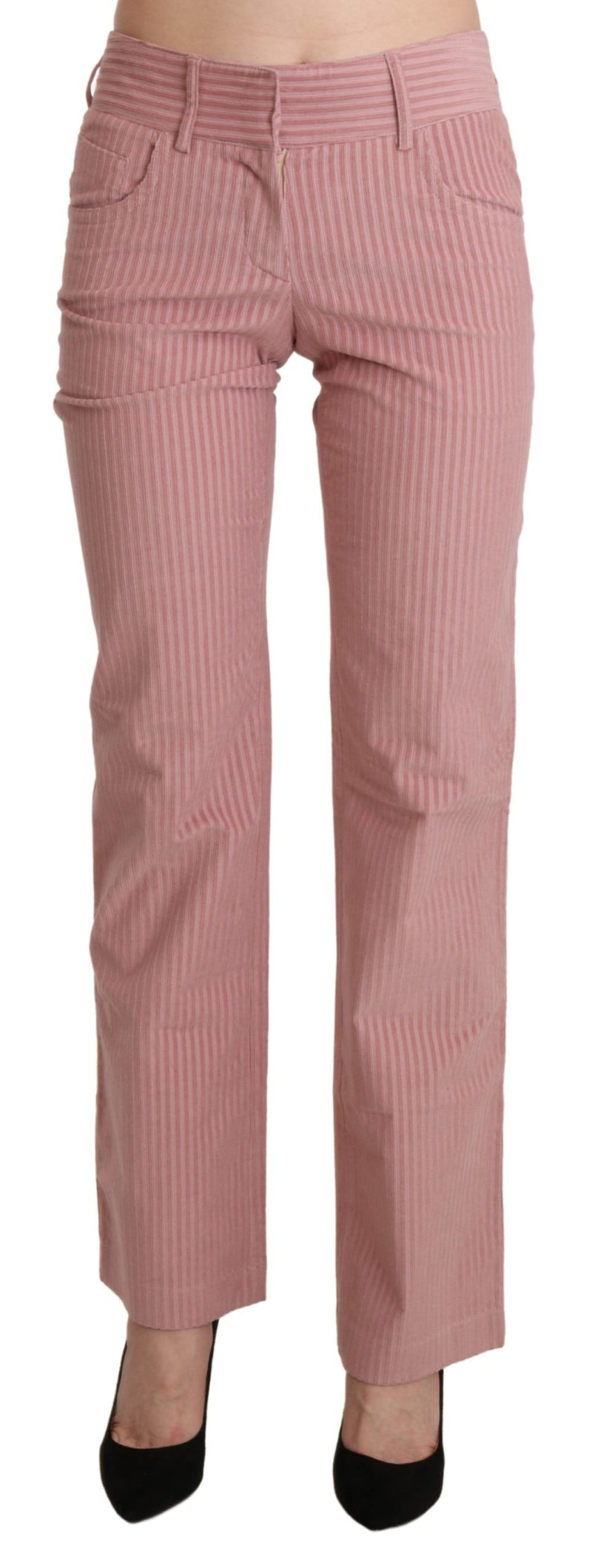 Ermanno Scervino Pink Mid Waist Straight Trouser Cotton Women's Pants