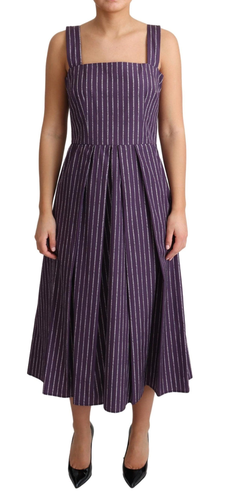 Dolce & Gabbana Elegant Sleeveless A-Line Purple Stripe Women's Dress