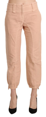 Ermanno Scervino Beige Mid Waist Cropped Cotton Trouser Women's Pants