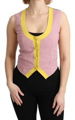Dolce & Gabbana Pink Sleeveless Waistcoat Vest Cotton Women's Top