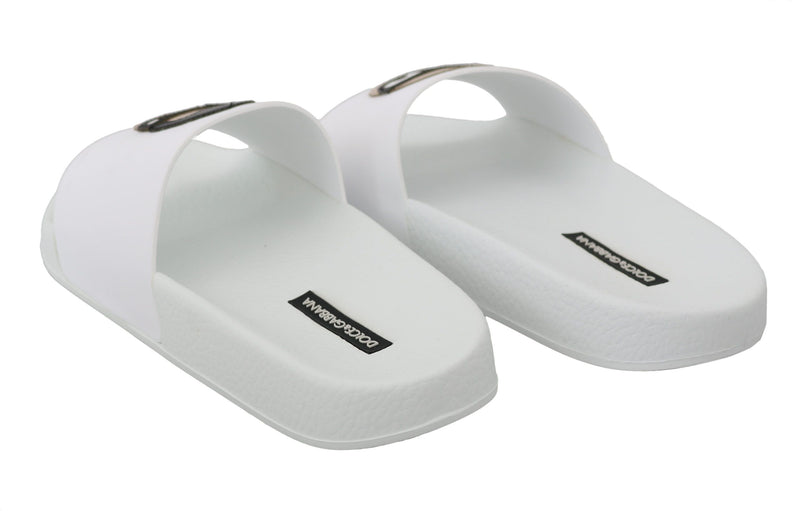 Dolce & Gabbana Chic White Slide Sandals - Luxury Summer Women's Footwear