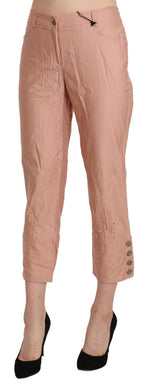 Ermanno Scervino Cotton Pink High Waist Cropped Trouser Women's Pants