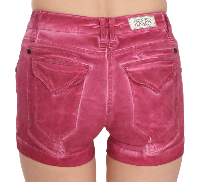 PLEIN SUD Pink Mid Waist Cotton Mini Denim Women's Shorts